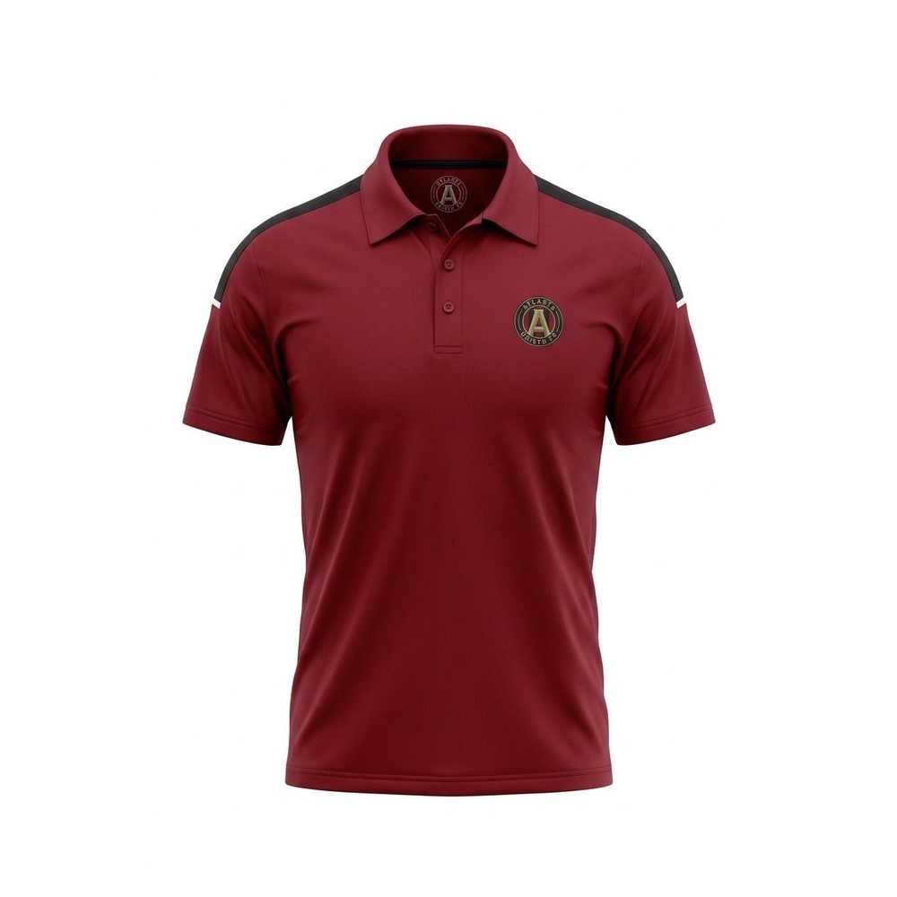 MLS Atlanta United FC Mens Polo Shirt Maroon Black Short Sleeve Large NWT